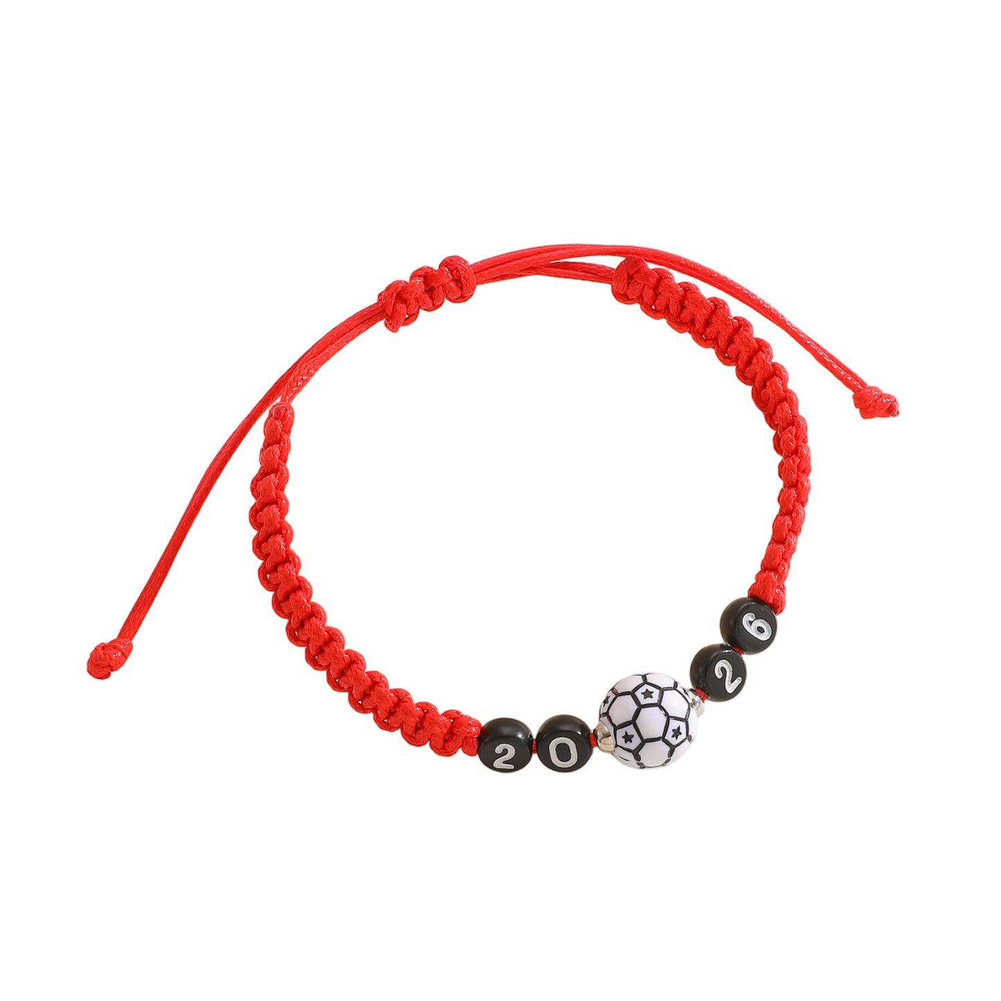 Minimalist Handmade Braided Soccer Bracelet with Resin Beads Unisex Adjustable Commemorative Wristband