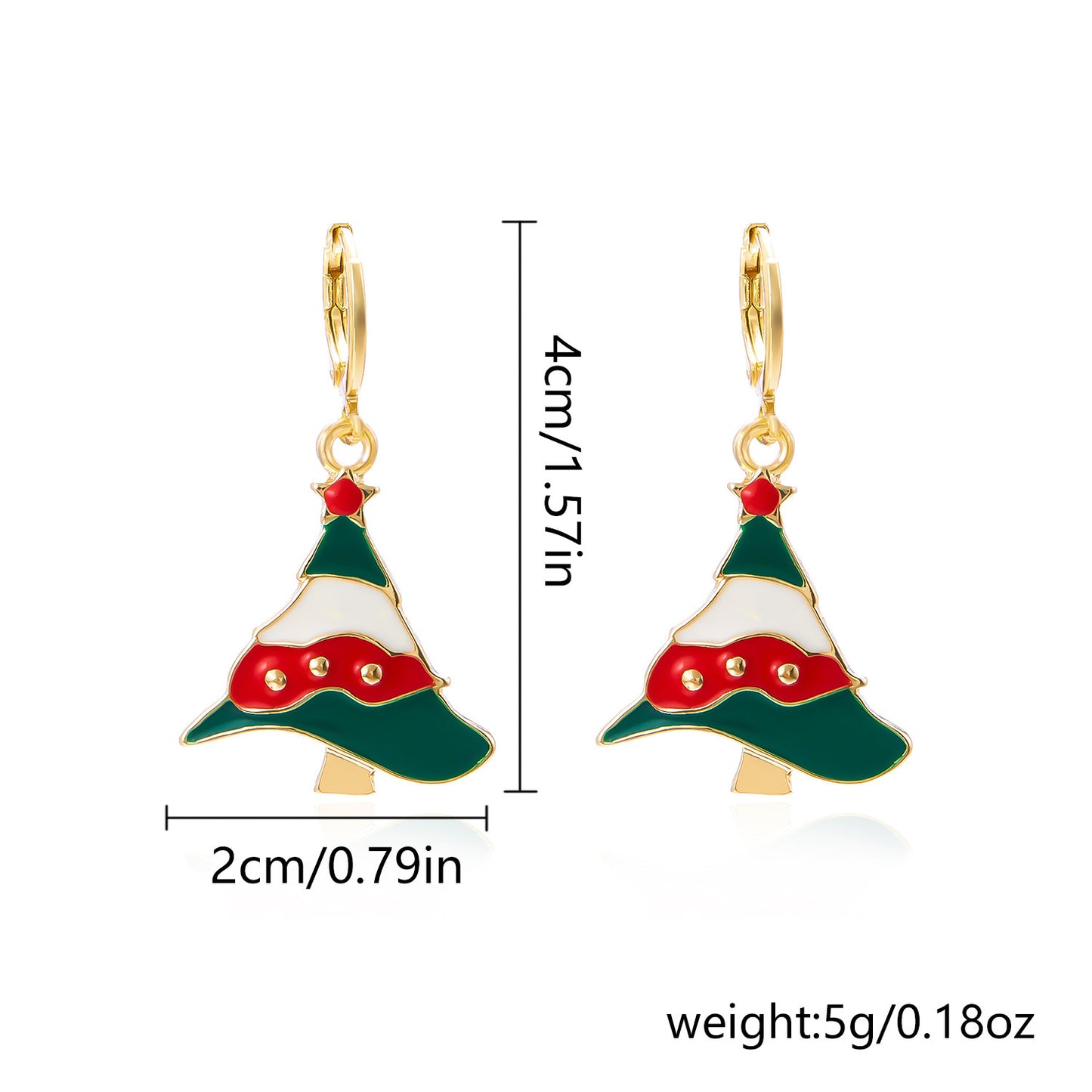 Set di orecchini e collana in lega a tema natalizio con ciondolo geometrico smaltato raffigurante renne e Babbo Natale