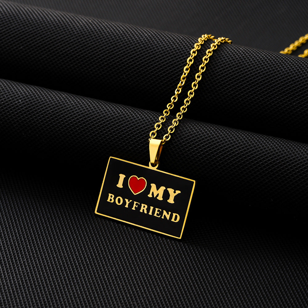 Elegant Geometric Stainless Steel Letter Pendant Necklace with Plated Finish for Men and Women