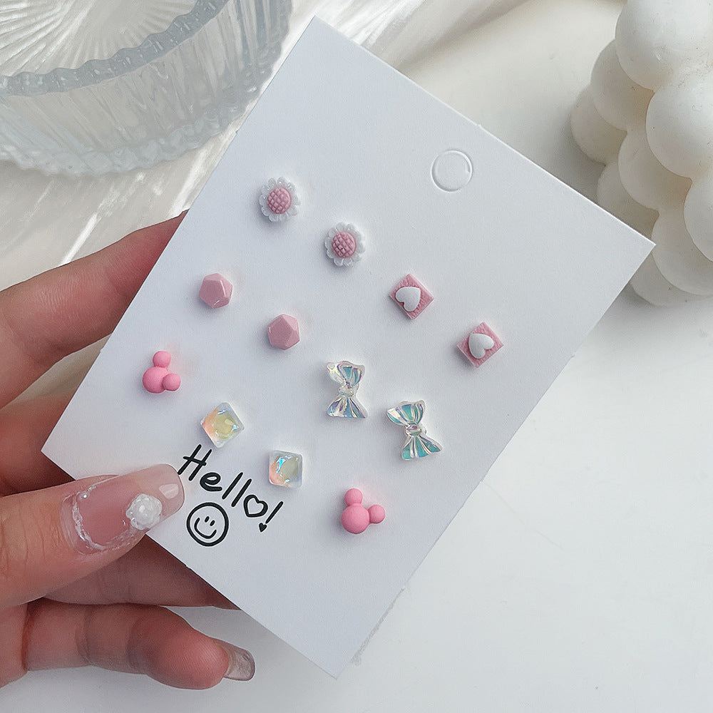 Sweet Ceramic Fruit Heart Butterfly Stud Earrings with Stainless Steel Posts