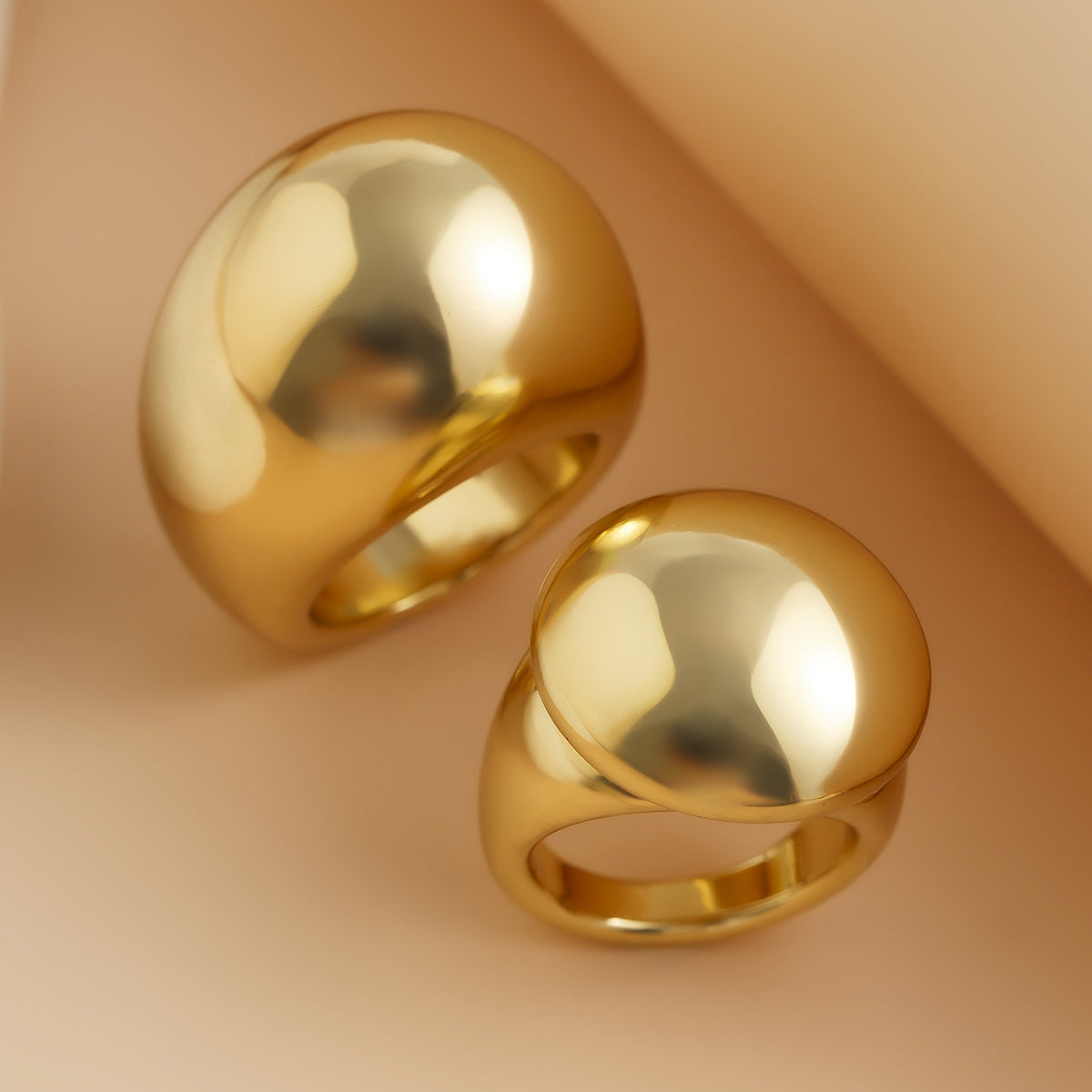 Minimalist Elegant Geometric Round Plated Alloy Ring Set for Women