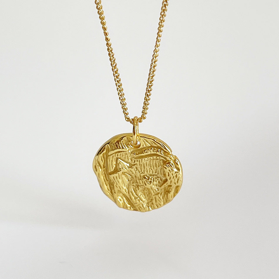 Collana a catena con ciondolo astratto geometrico minimalista in argento sterling 925 e finitura placcata oro 18K
