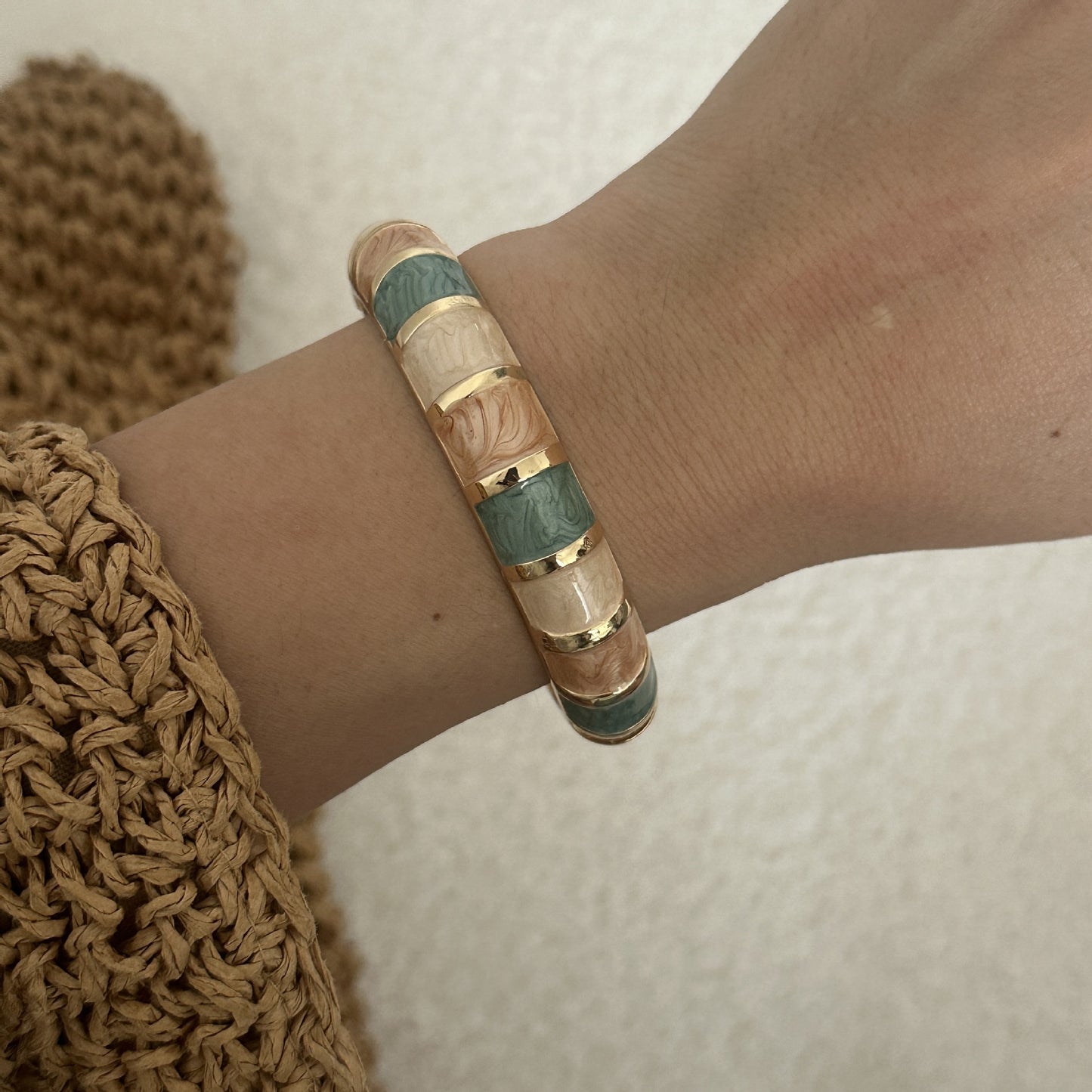 Bohemian Minimalist Geometric Alloy Drip Oil Plated Open Cuff Bracelet