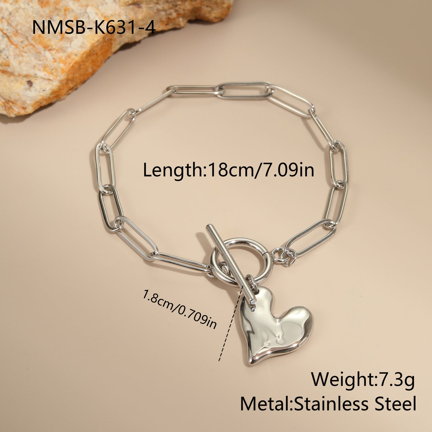 Collana da donna in acciaio inossidabile placcato oro 18 carati a forma di cuore irregolare alla moda