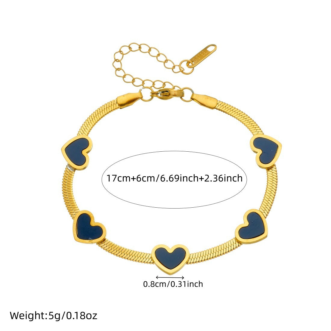 Minimalist Gold Plated Heart Curb Chain Bracelet for Women