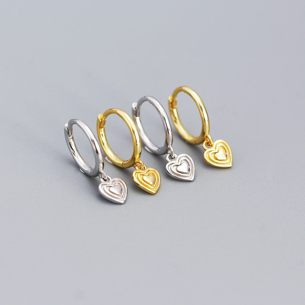Minimalist Geometric Heart-Shaped Sterling Silver Clip-On Earrings for Women with Plated Finish