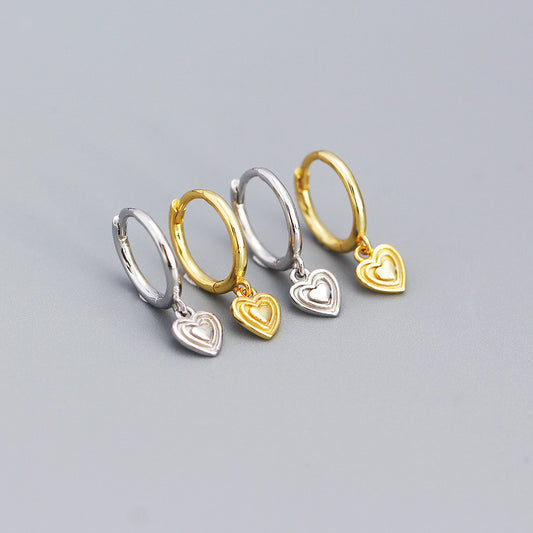 Orecchini a Clip a Cuore Geometrici Minimalisti in Argento Sterling Placcato da Donna