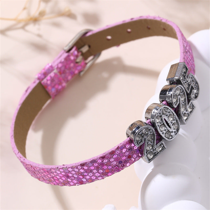 Bracciale in pelle lucido e grazioso per ragazze, stile principessa, con dettagli artigianali