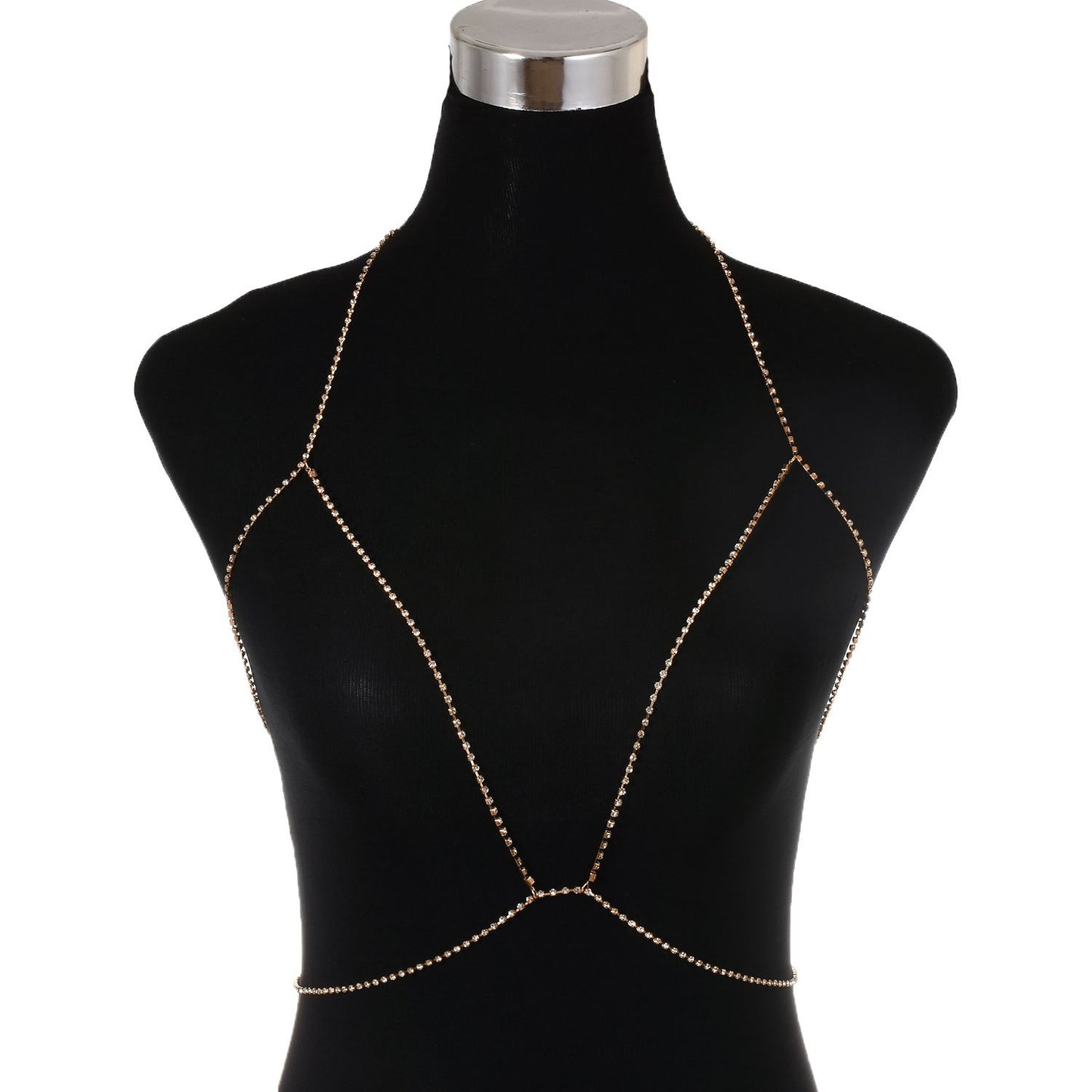 Punk Minimalist Alloy Geometric Rhinestone Body Chain for Women