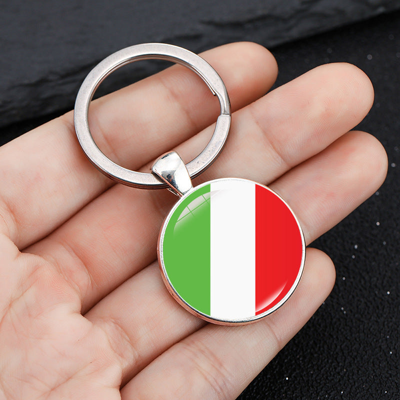 Portachiavi con Ciondolo a Bandiera Minimalista in Lega di Zinco