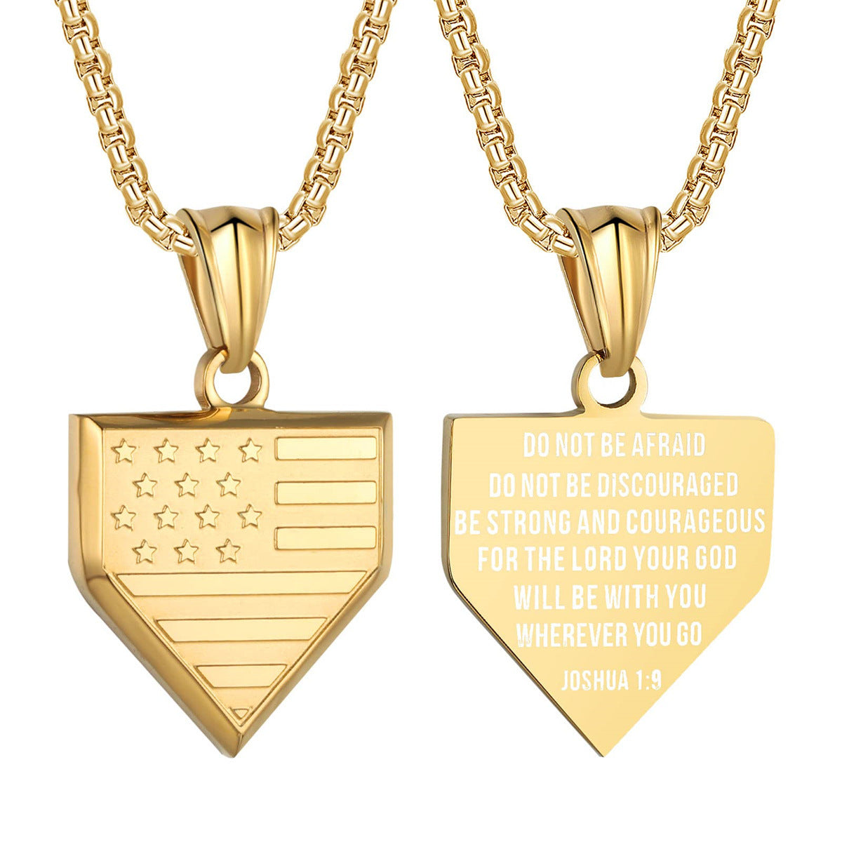 Collana Pendente a Scudo Pentagonale Geometrico Minimalista da Uomo in Acciaio al Titanio con Finitura Lucida