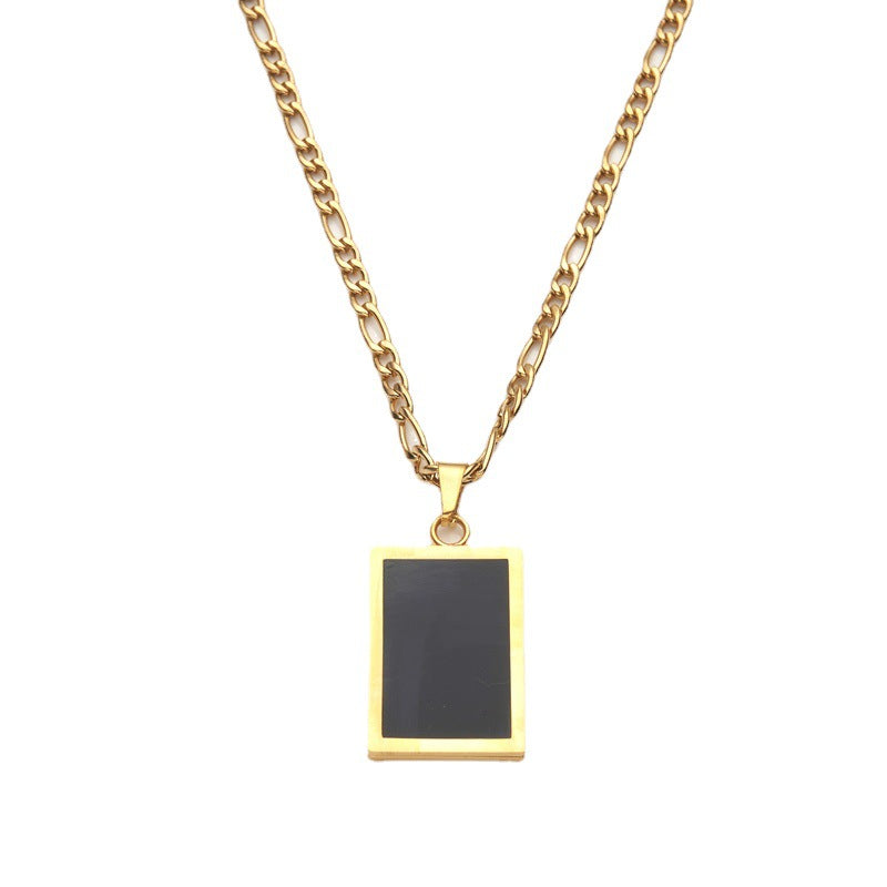 Korean Sweet Geometric Shell Pendant Necklace 18K Gold Plated Stainless Steel Women's Sweater Chain
