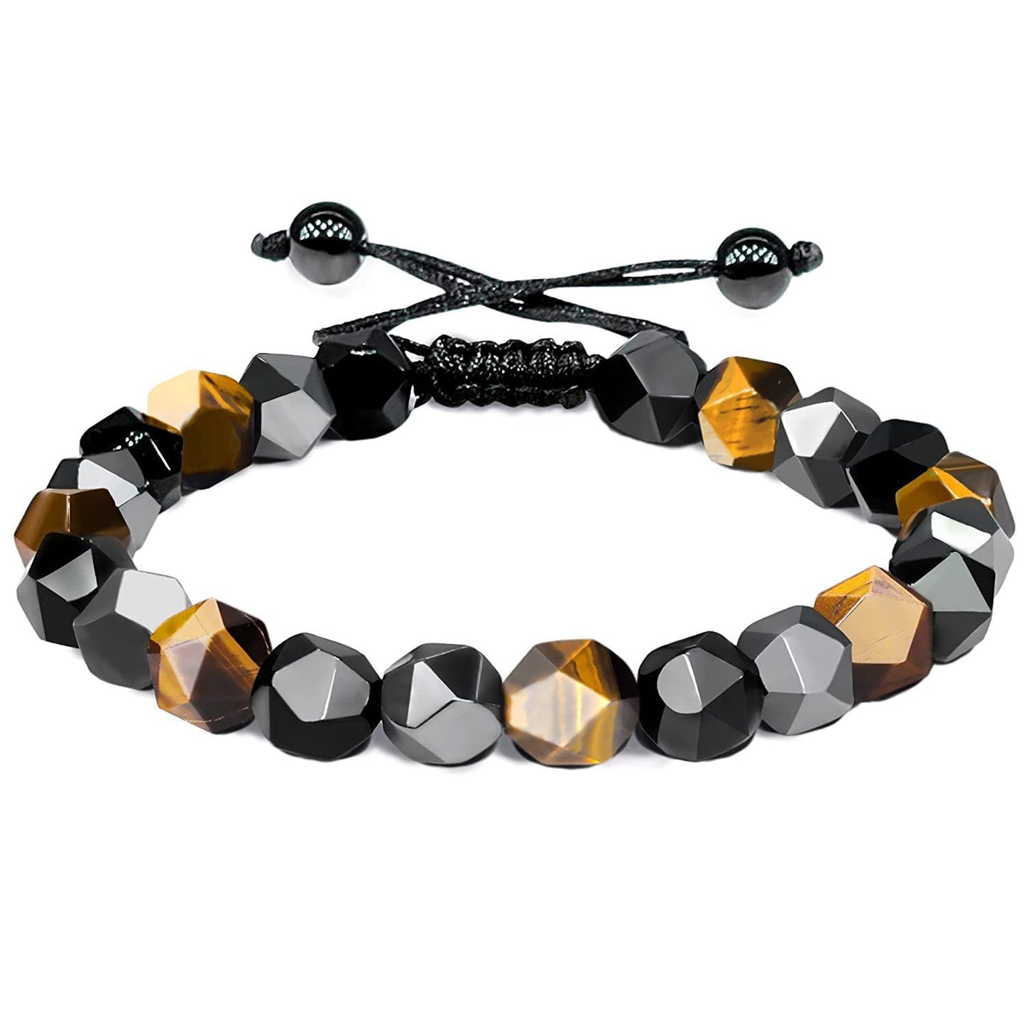Minimalist Geometric Tiger's Eye Beaded Bracelet Handmade Natural Stone Jewelry Unisex
