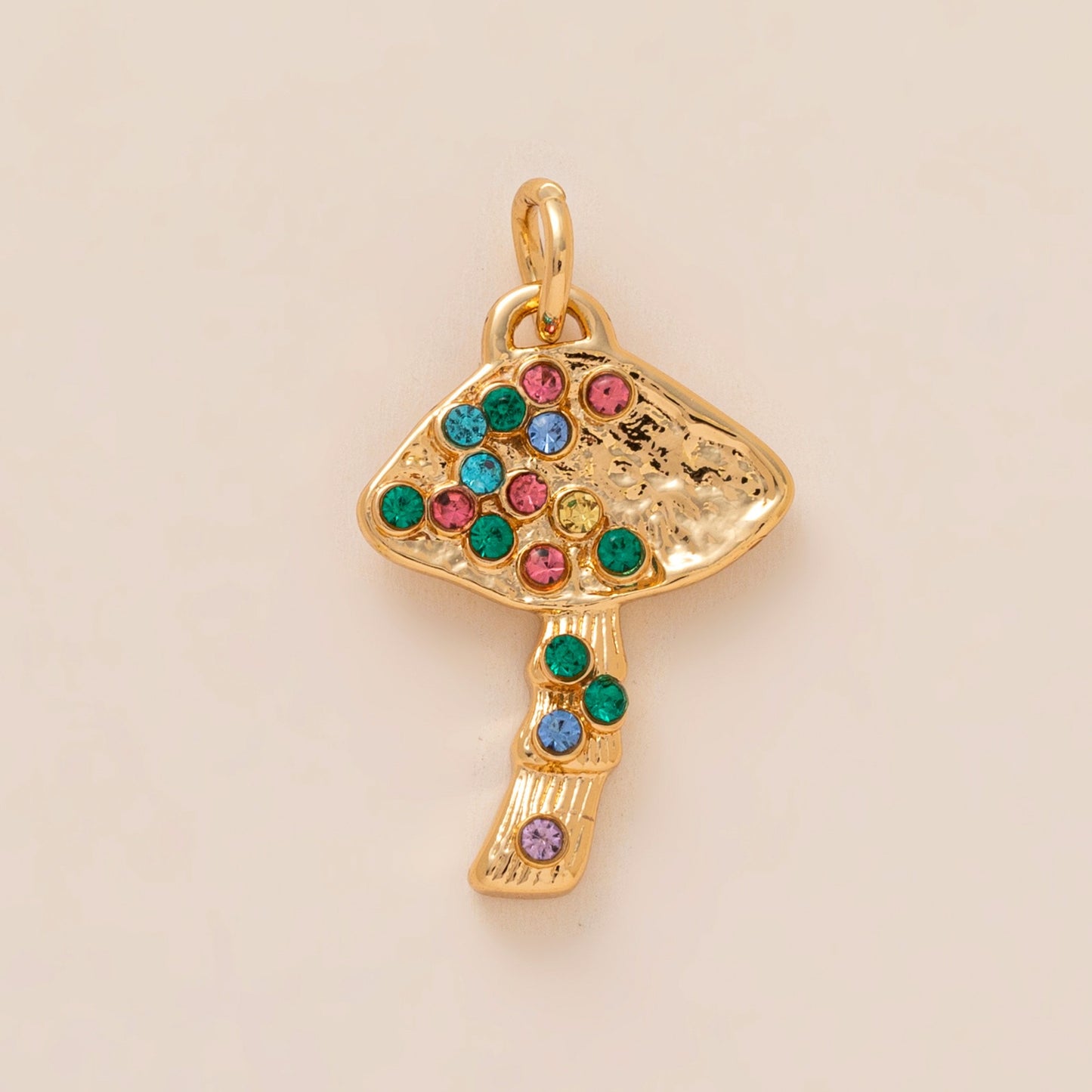 Minimalist Sweet 18K Gold Plated Brass Floral Plant Charm Bar for Bag Keychain DIY