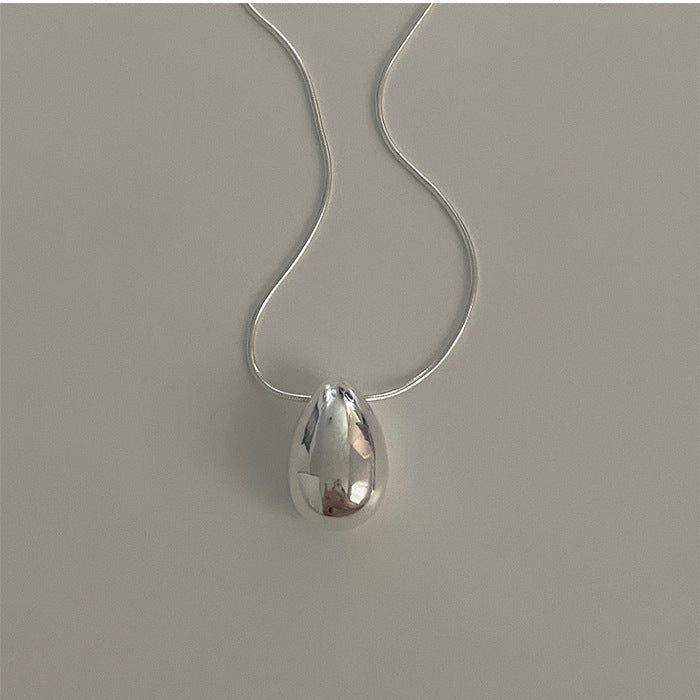 Sweet Minimalist Teardrop Pendant Necklace in 925 Sterling Silver with Geometric Accents