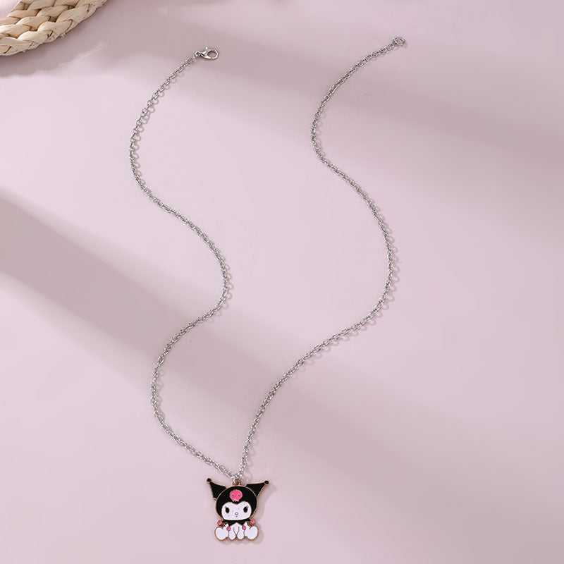 Collana Minimalista con Fiocco in Lega per Bambini con Finitura Smaltata Ciondolo a Catena in Stile Cartone Animato