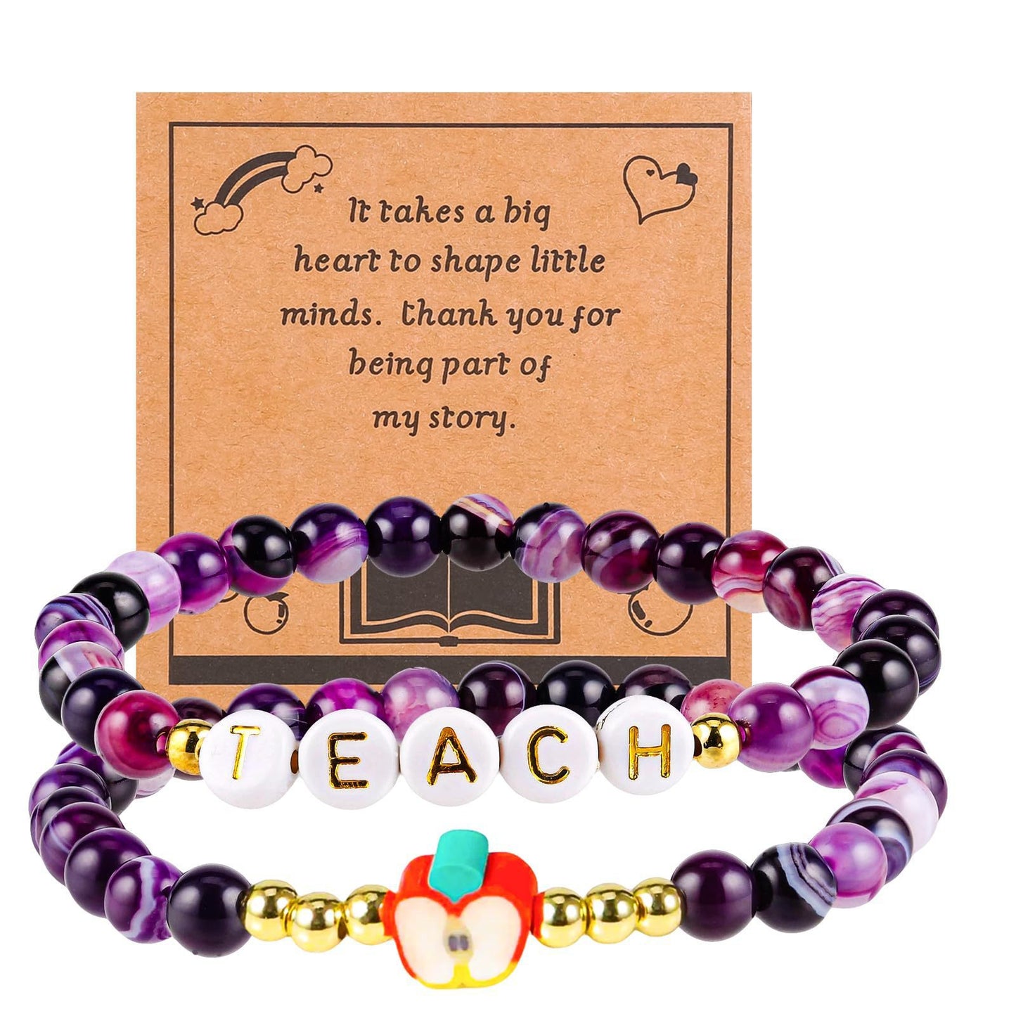 Minimalist Natural Stone Letter Geometric Charm Bar Bracelet Unisex Handmade Gift