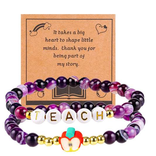 Minimalist Natural Stone Letter Geometric Charm Bar Bracelet Unisex Handmade Gift