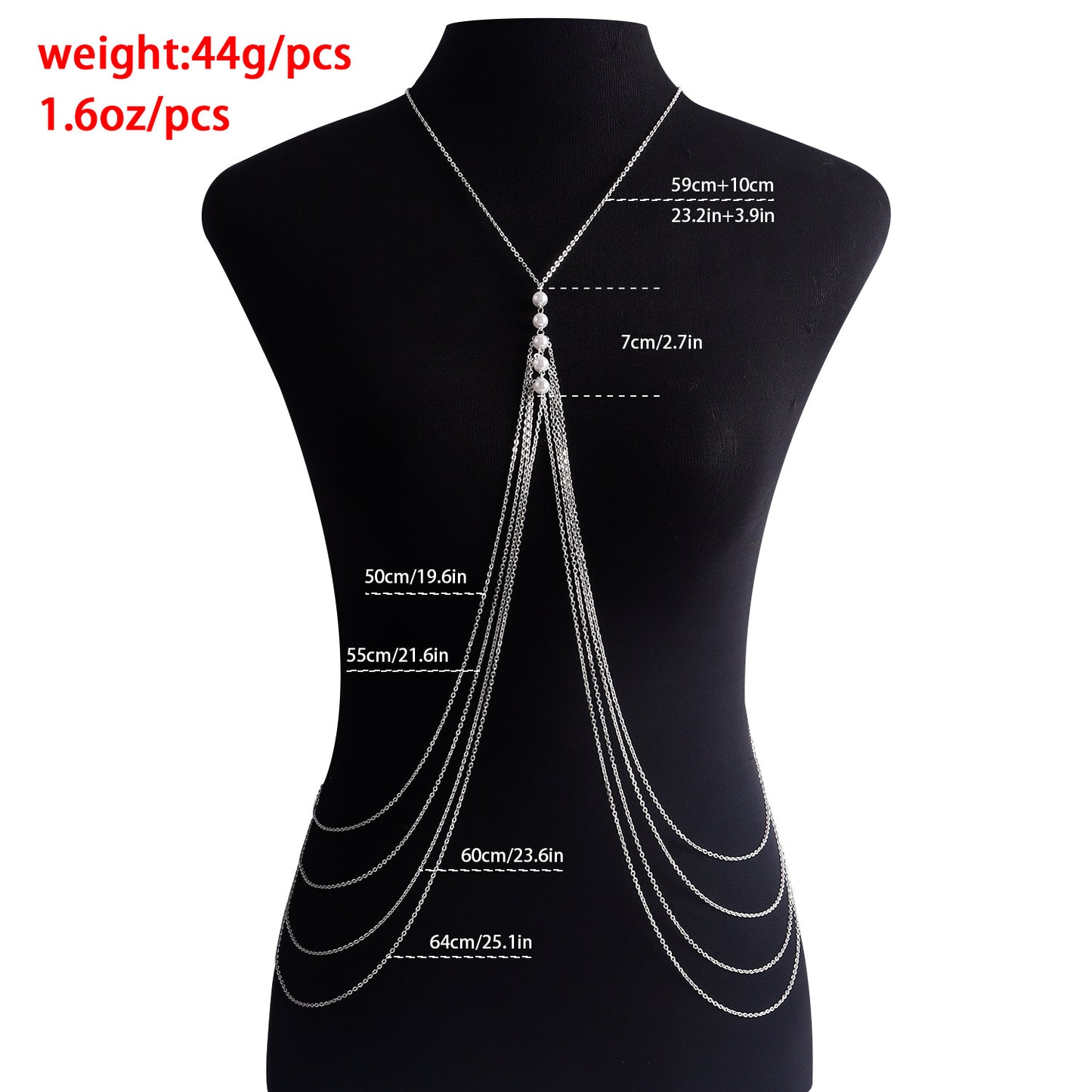 Punk Casual Exaggerated Sexy Multi-Layer Imitation Pearl Body Chain for Women