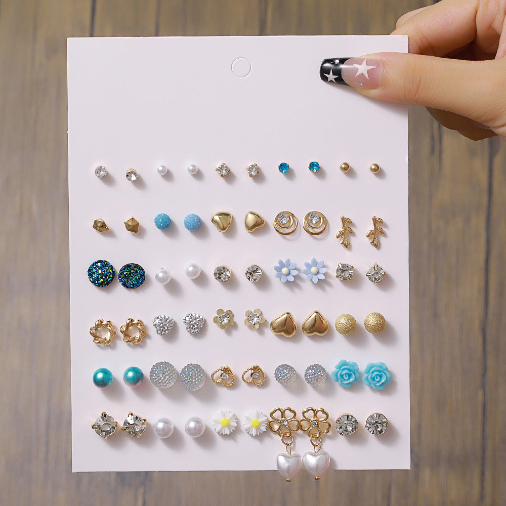 Fashion Geometric Alloy Resin Pearl Earrings with Micro-inlay Rhinestones for Women