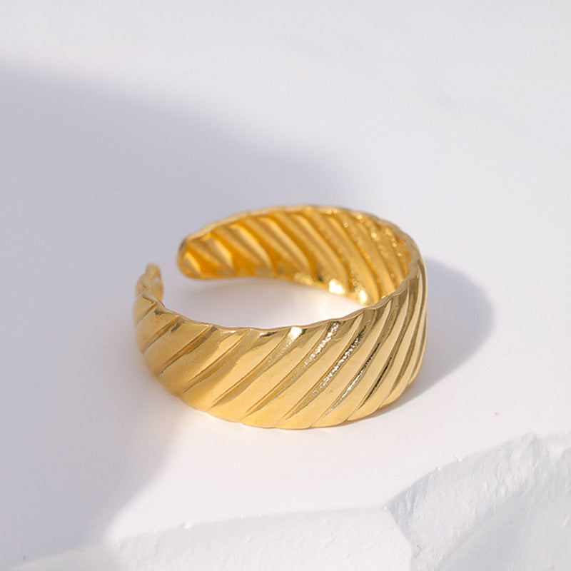 18K Gold Plated Geometric Stainless Steel Ring for Women