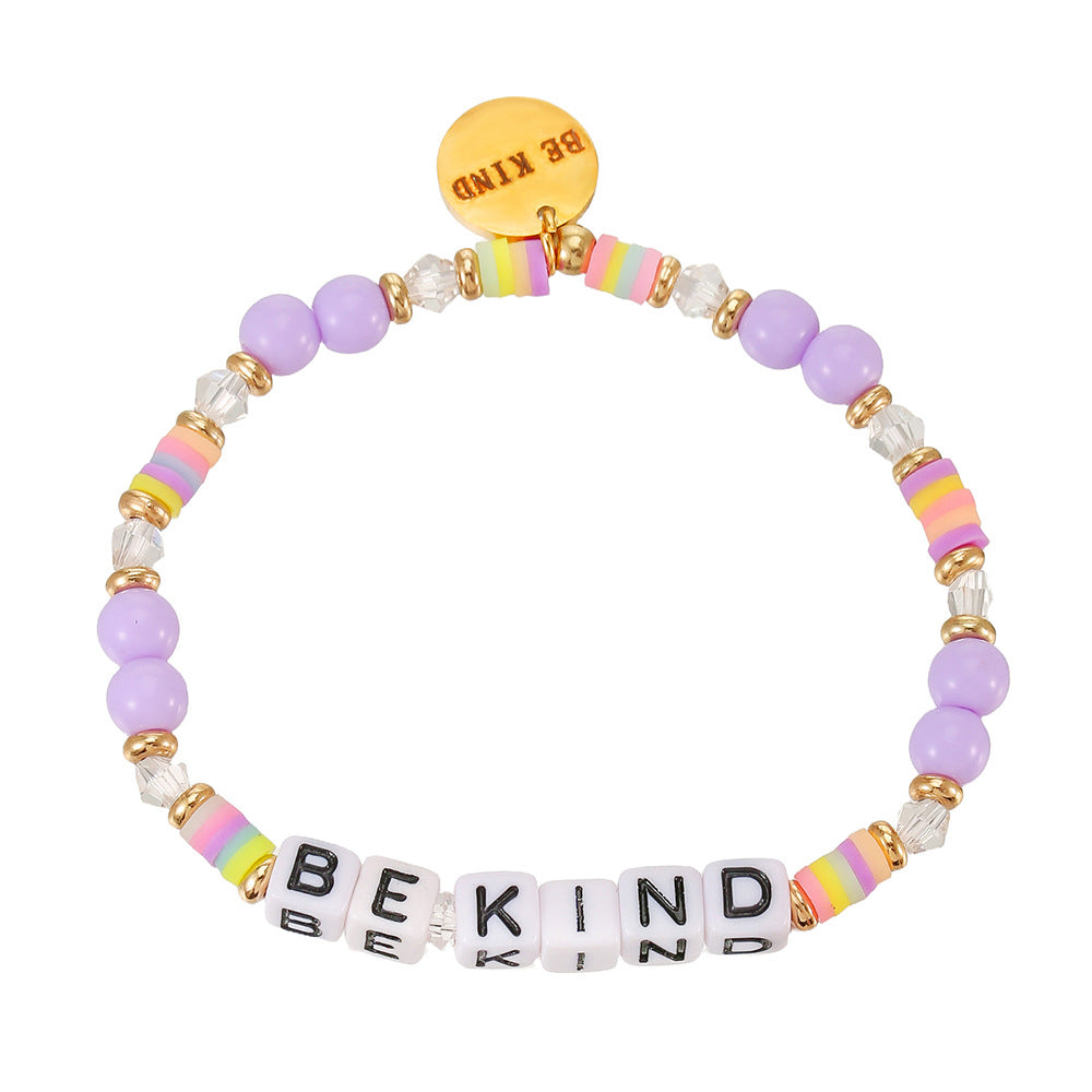 Sweet Acrylic Letter Charm Bar Bracelet for Women DIY Name Beaded Hand Jewelry