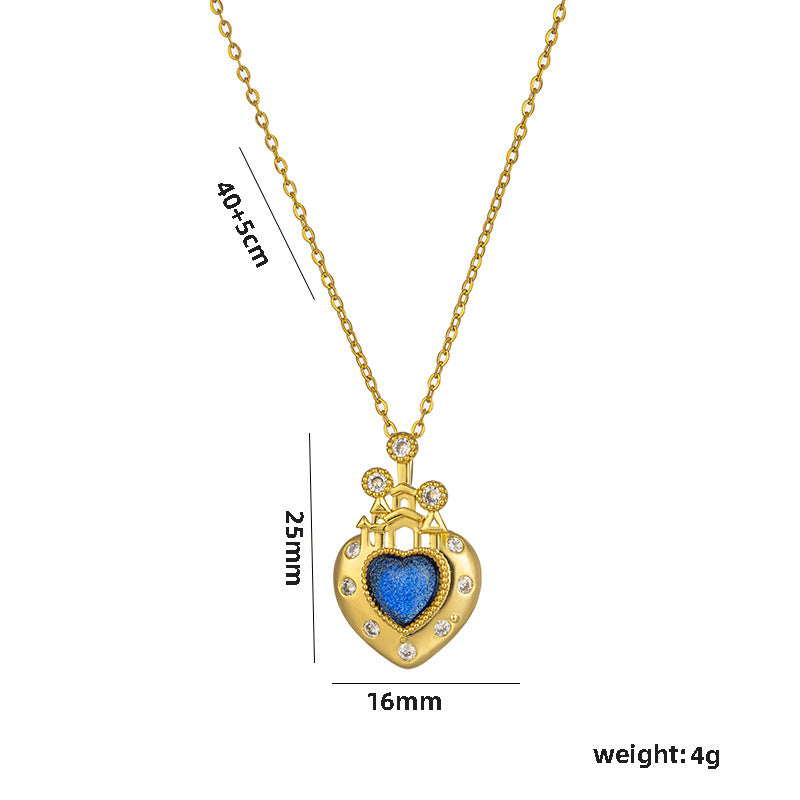 Collana minimalistica in acciaio al titanio a forma di cuore con placcatura sotto vuoto per donne, gioielli con pendente a catena O