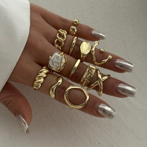 Anello regolabile da donna placcato in lega geometrica