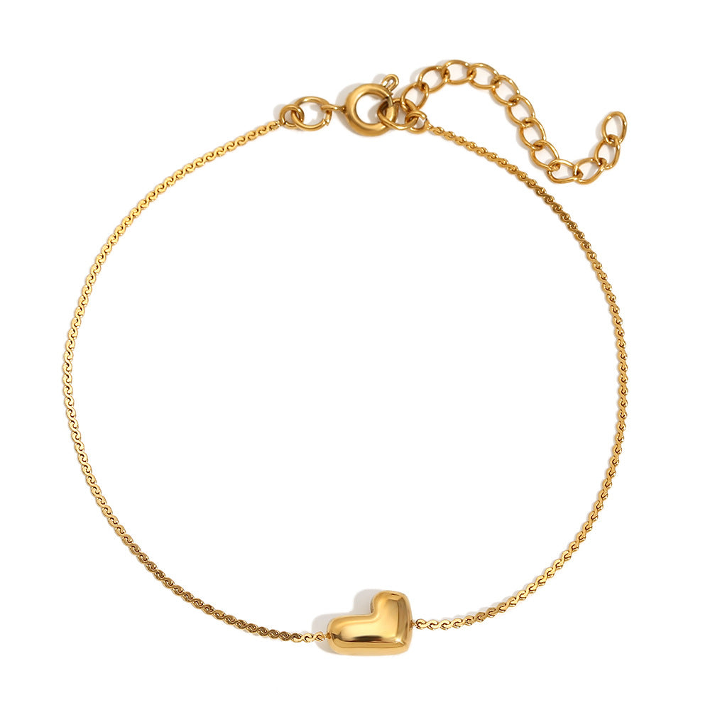 Pulsera de Burbujas para Mujer de Acero Inoxidable con Letra S Minimalista y Chapado en Oro de 18K