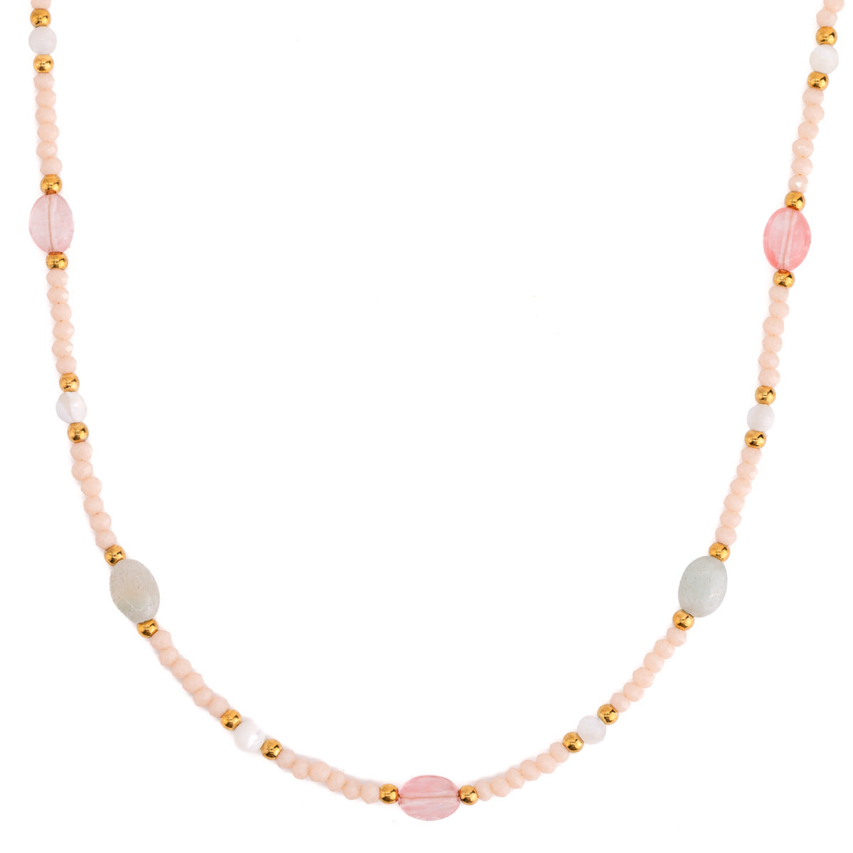Collar minimalista de capas de acero inoxidable con abalorios y detalles de piedra natural para mujer