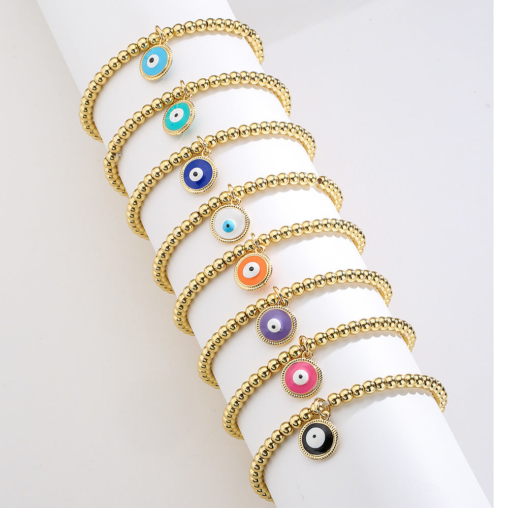 Bracciale a pendente Geometric Demon Eye da donna con perline in rame e finitura smaltata