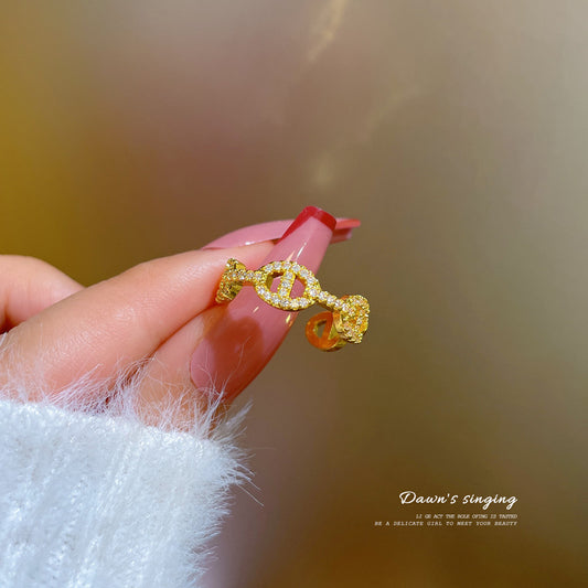 Anillo Abierto con Nariz de Cerdo para Mujer, de Latón Plateado, con Diamantes de Imitación, Diseño de Dibujos Animados Fresco y Dulce