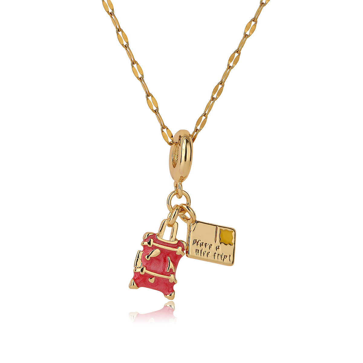 Collana con Pendente Geometrico Minimalista da Donna con Base in Rame, Placcatura in Vero Oro e Finitura Smaltata