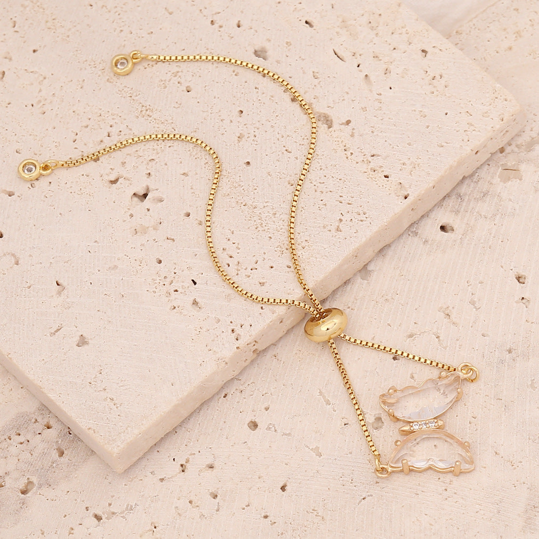 Sweet 18K Gold Plated Butterfly Brass Bracelet