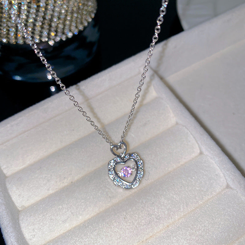 Sweet Butterfly Micro-Set Cubic Zirconia Brass Pendant Gold Plated Titanium Steel Necklace Cable Chain
