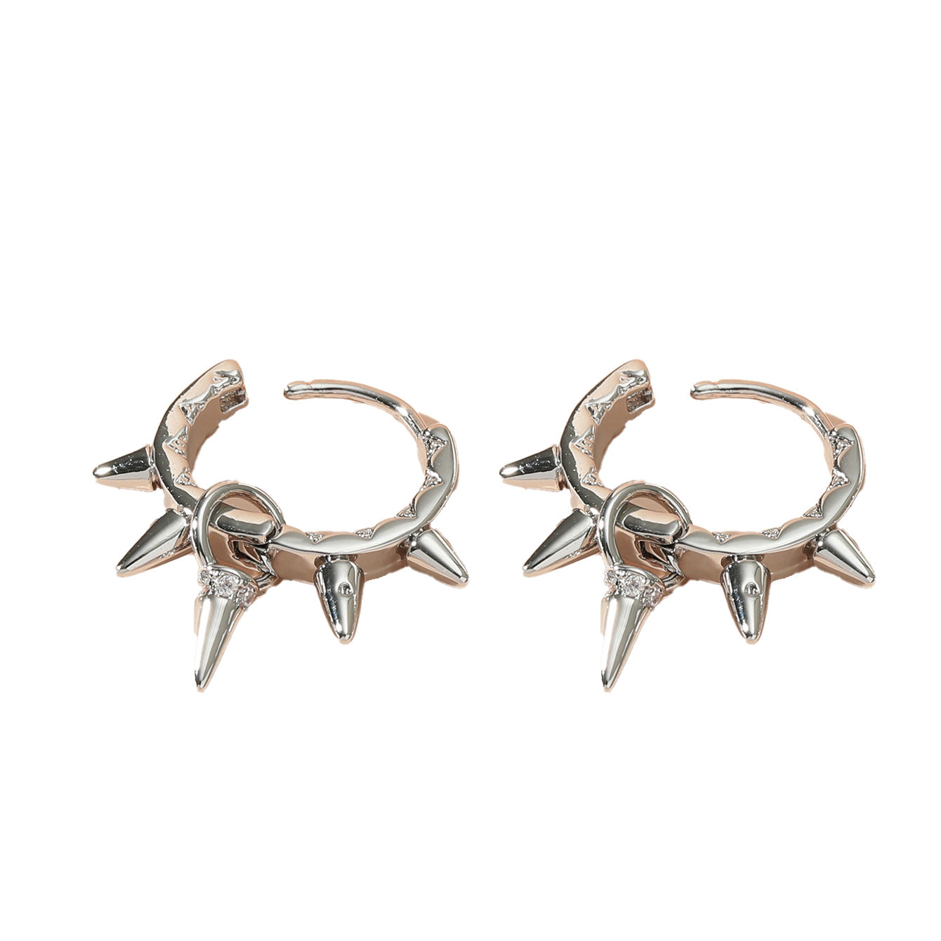 Pendientes de Cobre con Diamantes de Imitación Geométricos y Diseño de Espinas para Mujer, Estilo Fresco y Minimalista