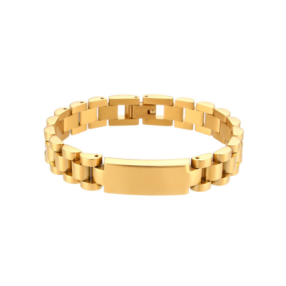 Fashionable Geometric Stainless Steel Plated Bracelet with Zirconia Accents for Women Adjustable Watch Band Jewelry