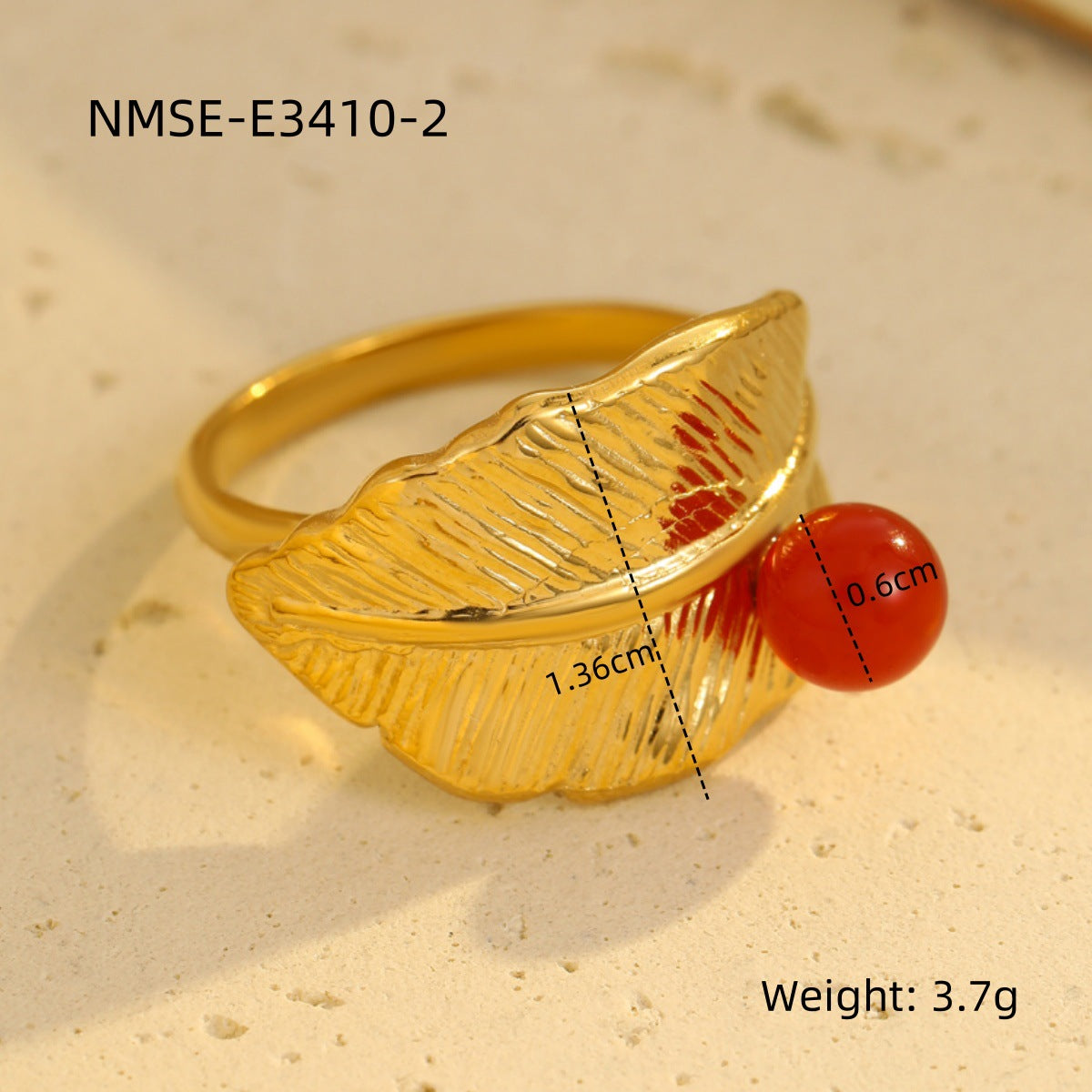 Anillo minimalista de plumas de pavo real con diseño geométrico en acero inoxidable con acabado chapado para mujer