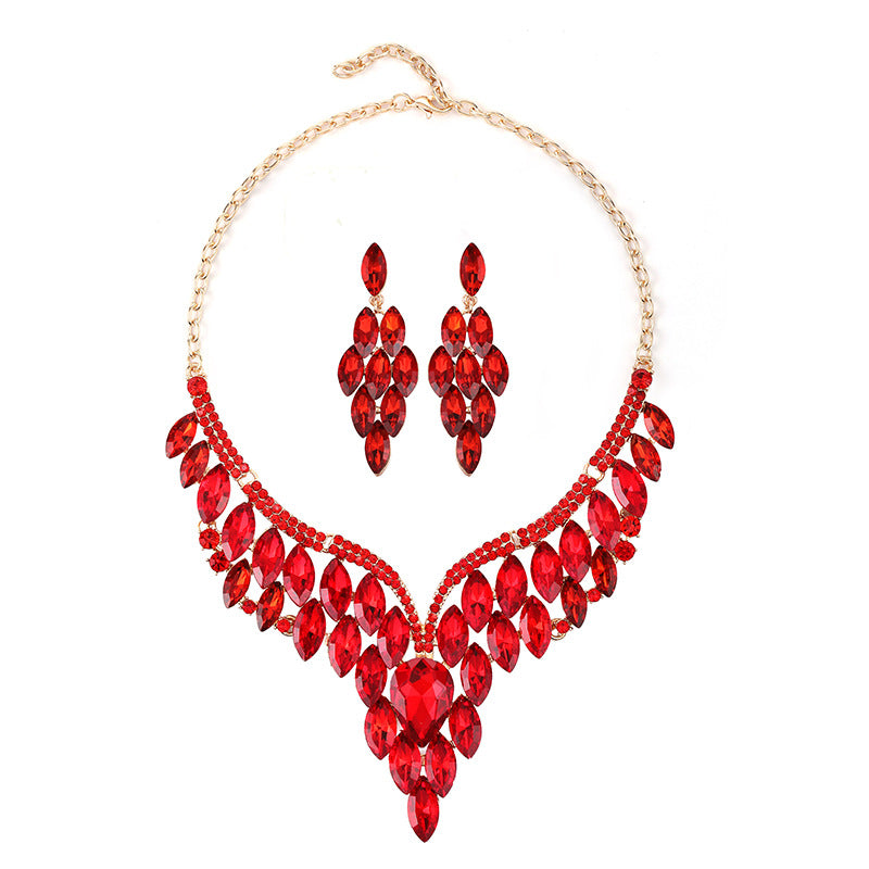 Exaggerated Vintage Alloy Necklace Set with Rhinestone Accents for Women, Snake Chain and Earrings, Irregular Geometric Pattern with Infinity Symbol Design