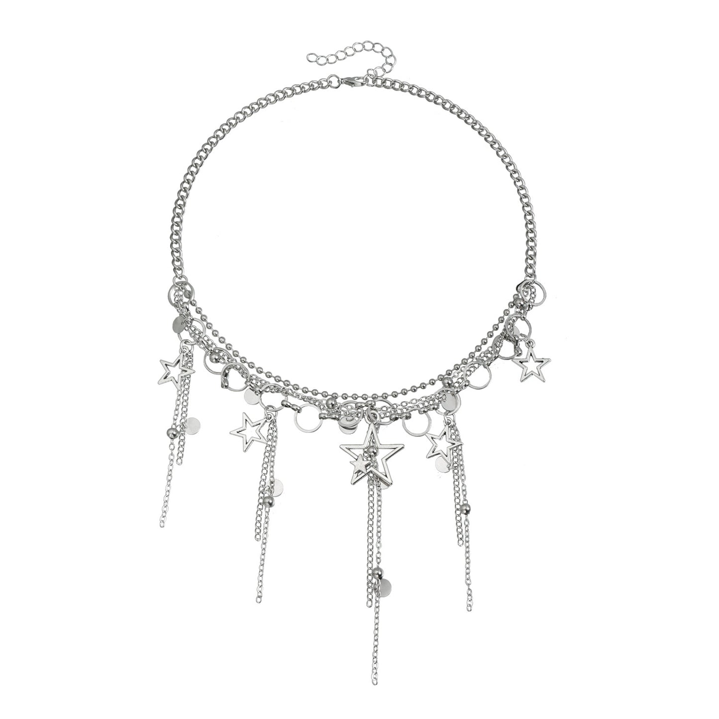 Minimalist Geometric Star Plated Alloy Tassel Necklace for Women