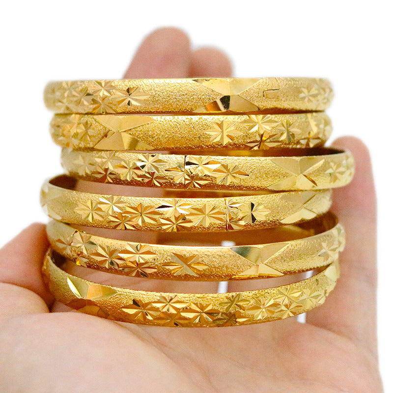 Luxury Elegant Geometric Brass PVD Plated Bangle Bracelet for Women