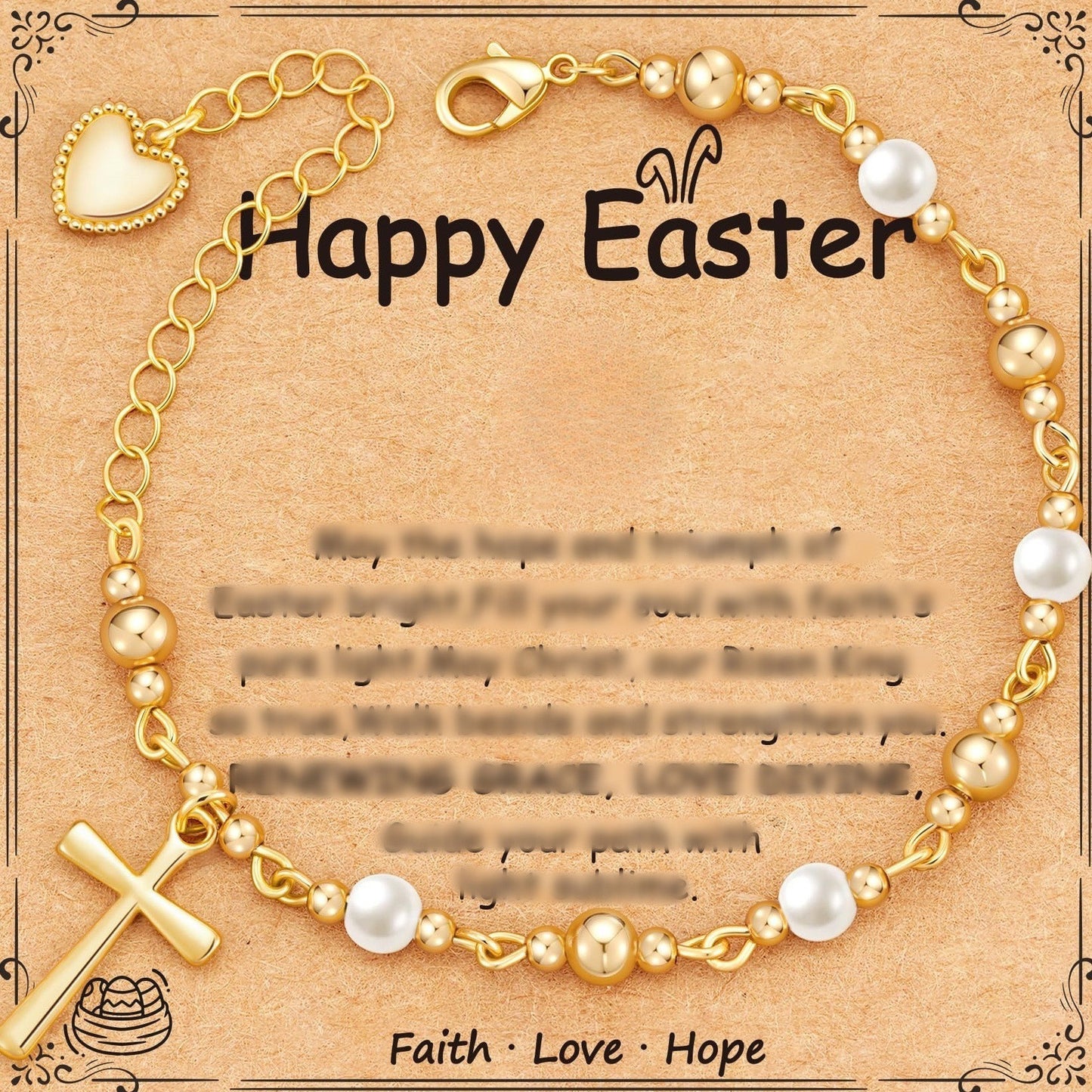 Vintage Elegant Cross Pearl Plated Stainless Steel Bracelet for Women