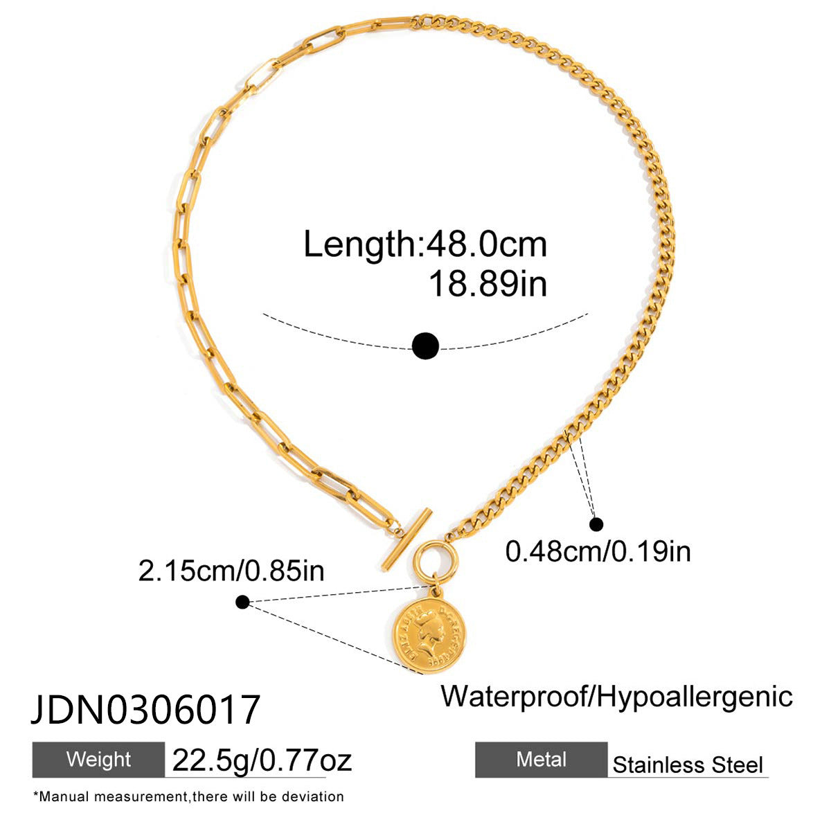 Collana con Pendente Geometrico a Angelo da Donna in Acciaio al Titanio con Intarsi in Resina e Perle, Catena a Colletto in Acciaio Inossidabile Galvanizzato
