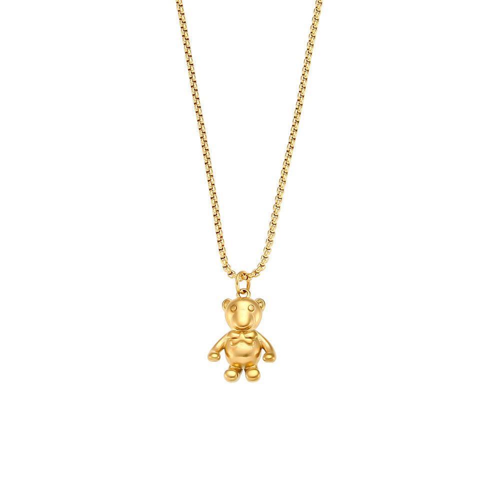 Collar con colgante minimalista de perro globo en acero inoxidable con baño de oro de 18 quilates para mujer