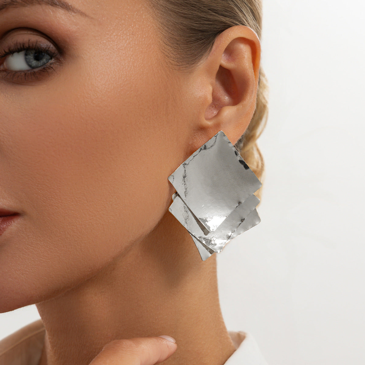 Minimalist Geometric Square Plated Iron Earrings for Women