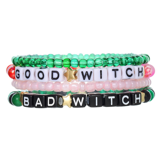 Streetwear Handmade Acrylic Letter Beaded Bracelet Unisex
