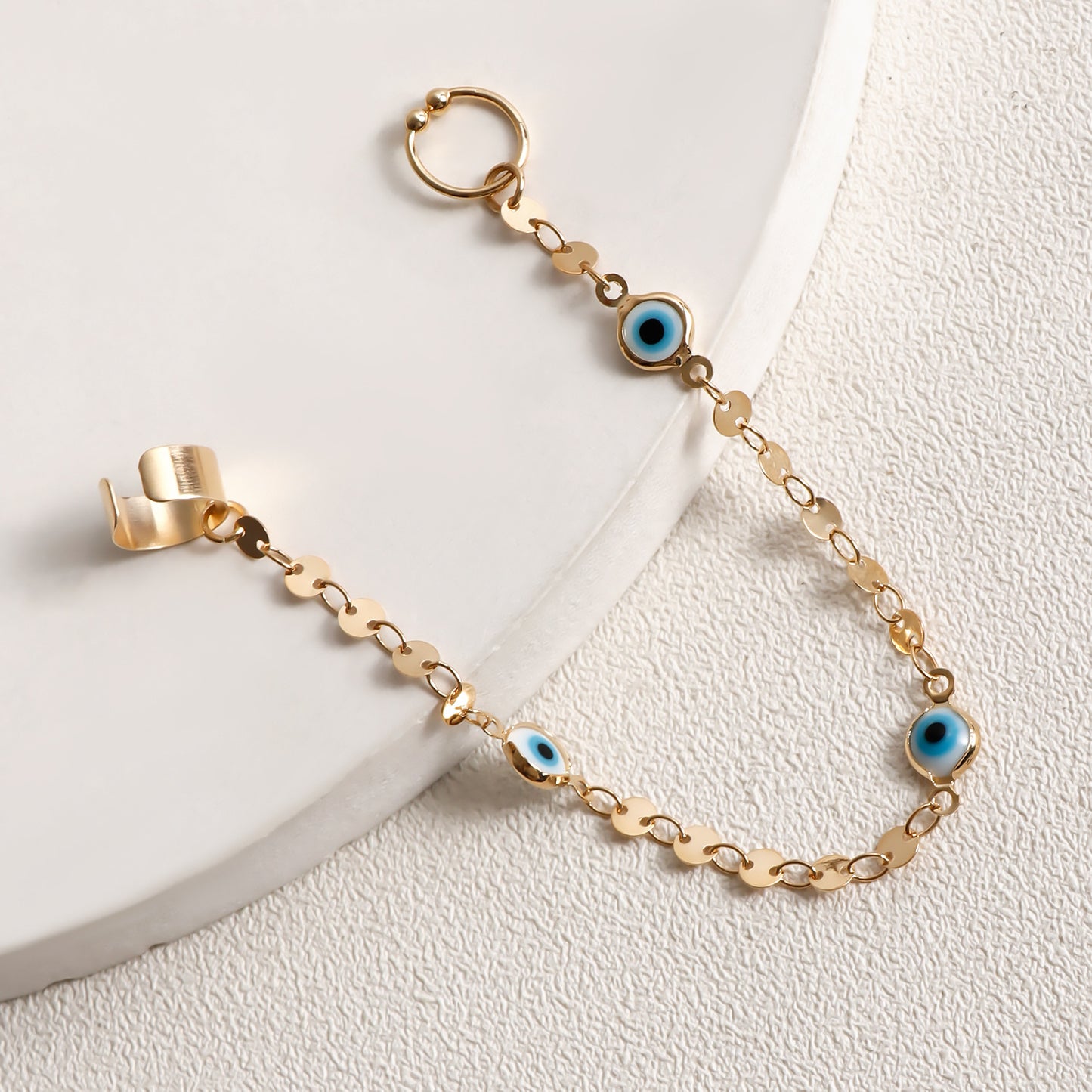 Minimalist Ethnic Geometric Evil Eye Plated Alloy Nose Chain for Unisex