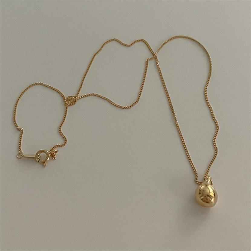 Minimalist Geometric Balloon Pendant Necklace in 925 Sterling Silver with Gold Plating