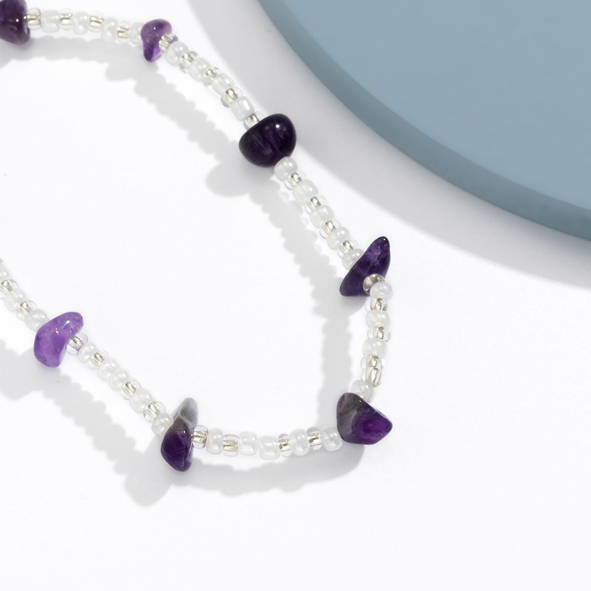 Ethnic-Inspired Irregular Geometric Beaded Anklet for Women with Resin Stones and Elastic Band