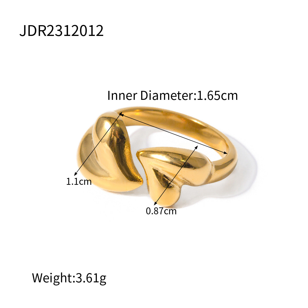 18K Gold Plated Geometric Stainless Steel Ring for Women